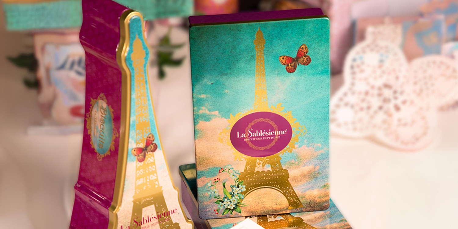 Biscuits sablés nature pur beurre frais - boite métal "Paris papillon" 150g