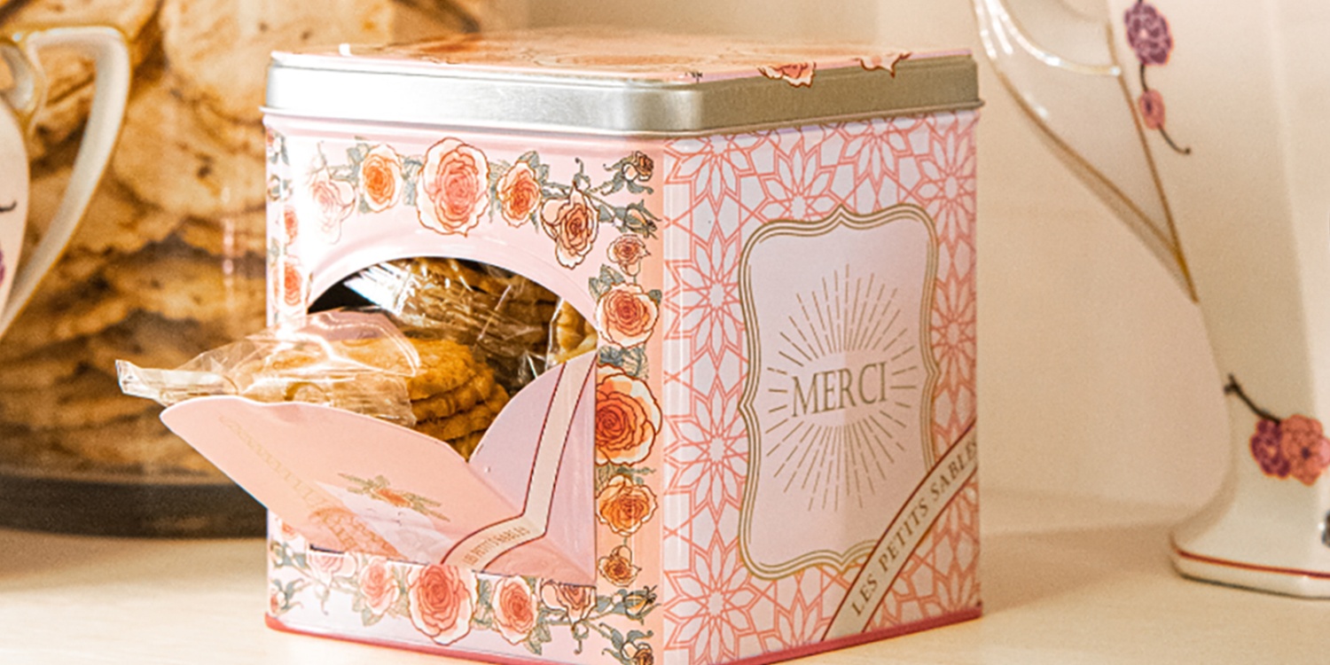 Biscuits sablés pépites de chocolat - mini boite distributrice métal "Un matin à Paris" 200g