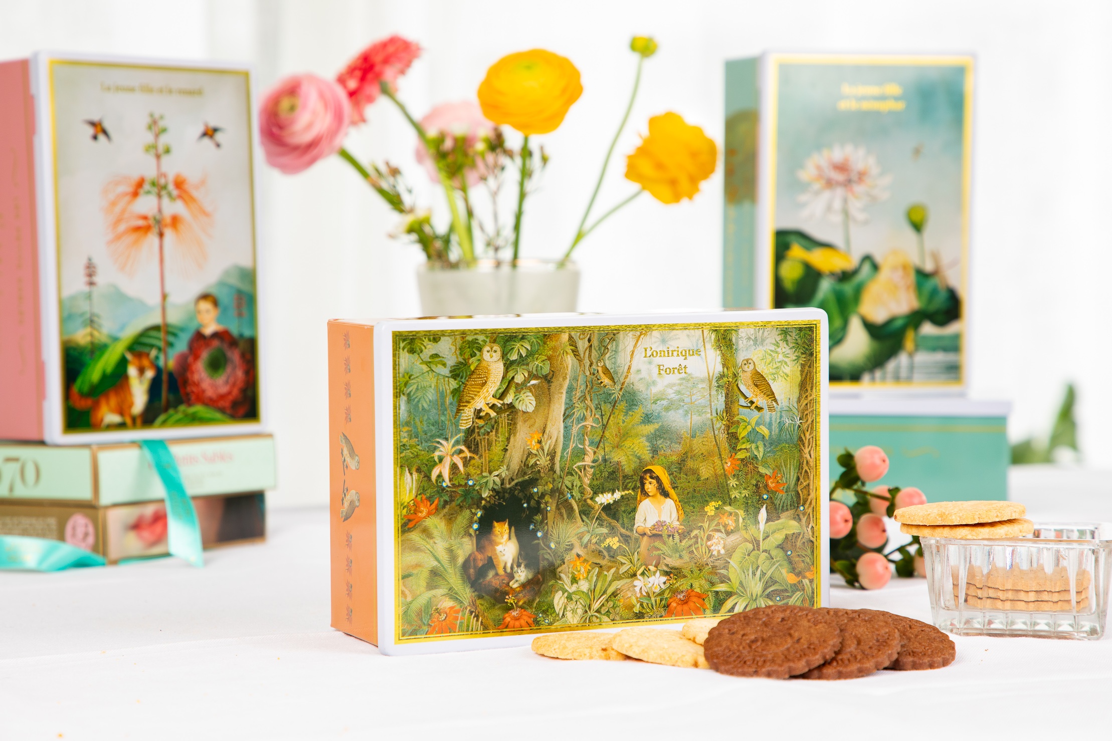 Apricot chips cookies and all chocolate cookies - "Onirique Forêt" tin - 250g