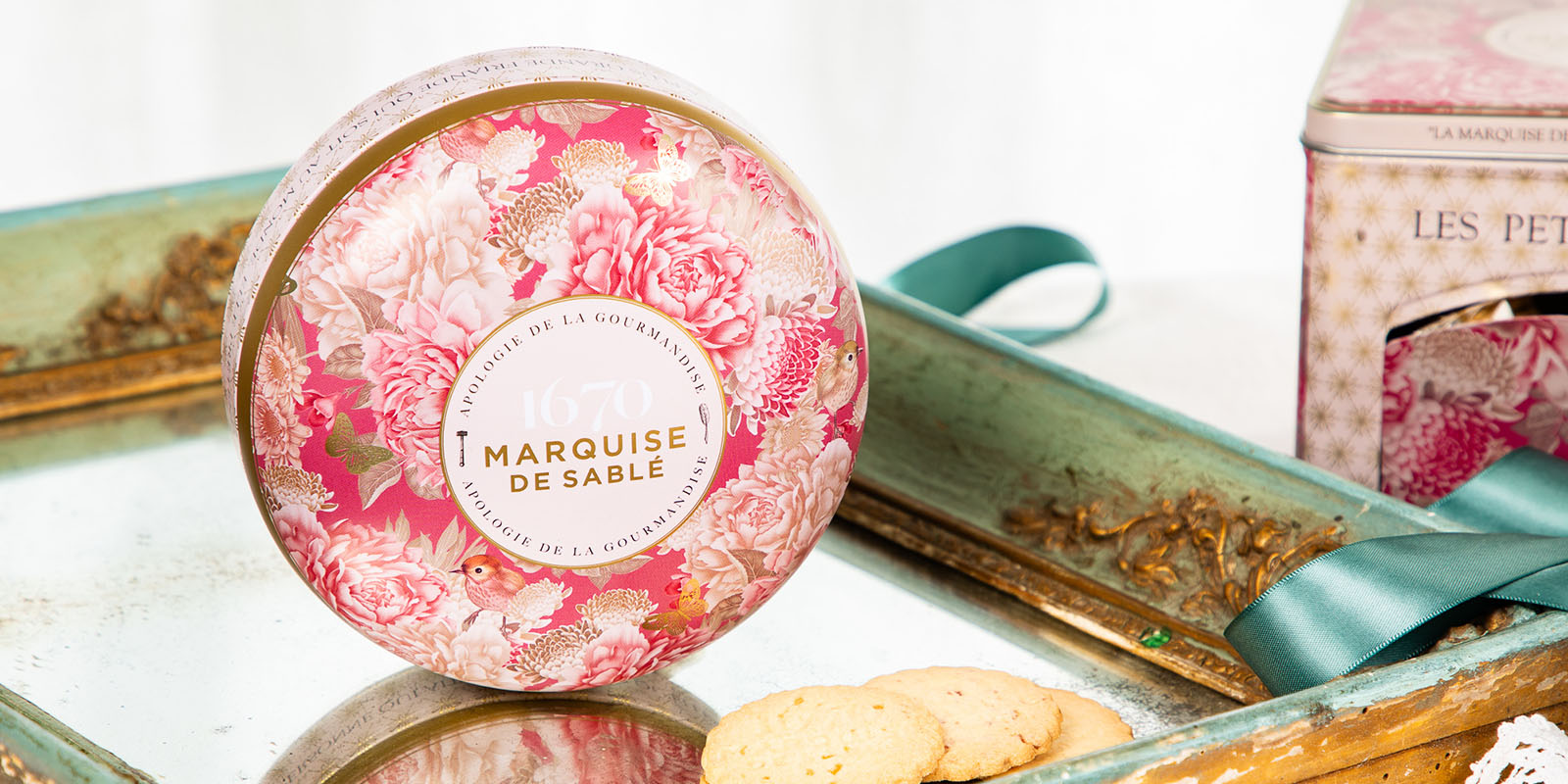 Apricot chip shortbread cookies - "Écrin trésor" round tin 175 g