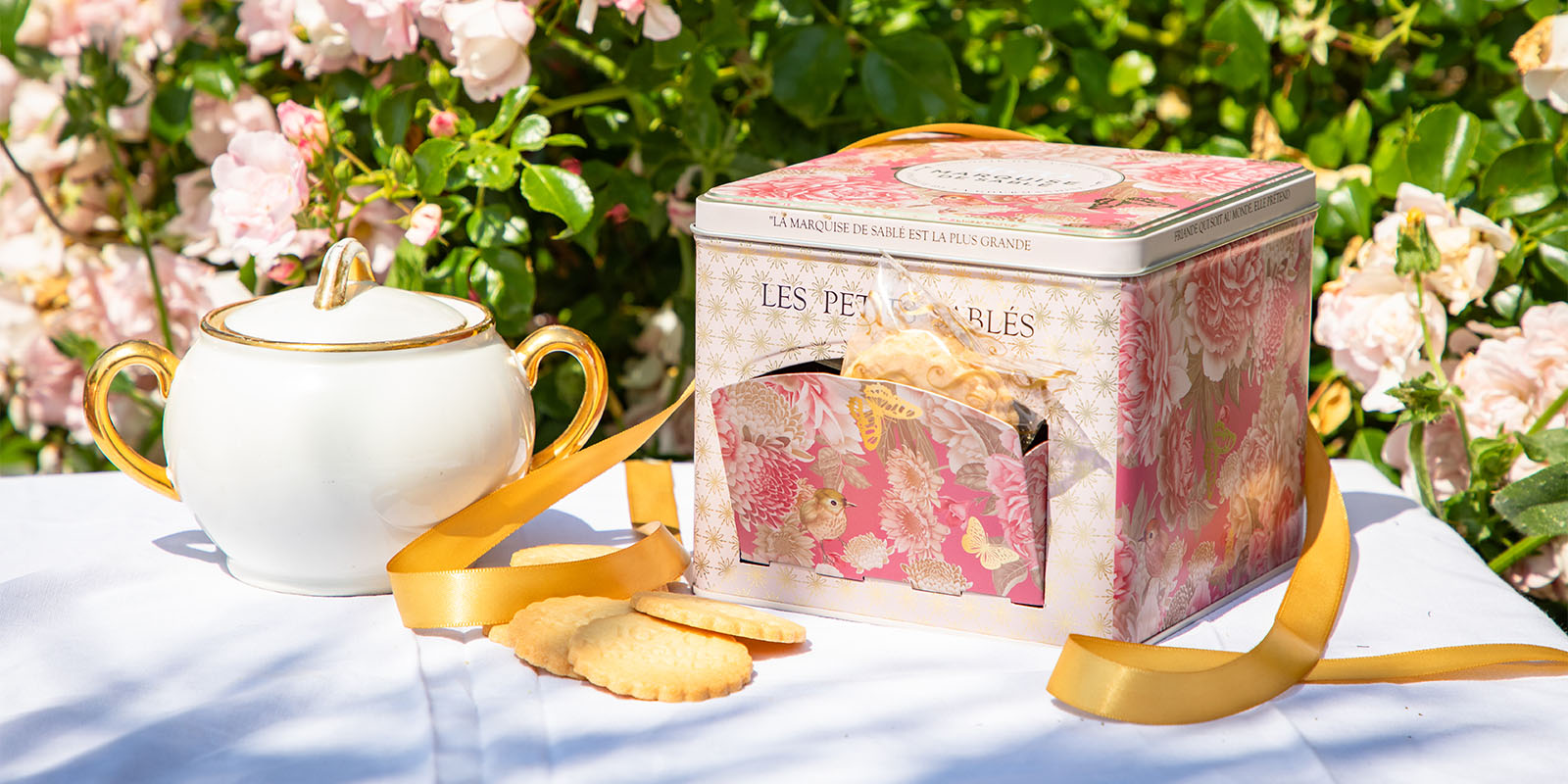 Biscuits sablés nature pur beurre frais - boite métal distributrice "Écrin Trésor" 300g