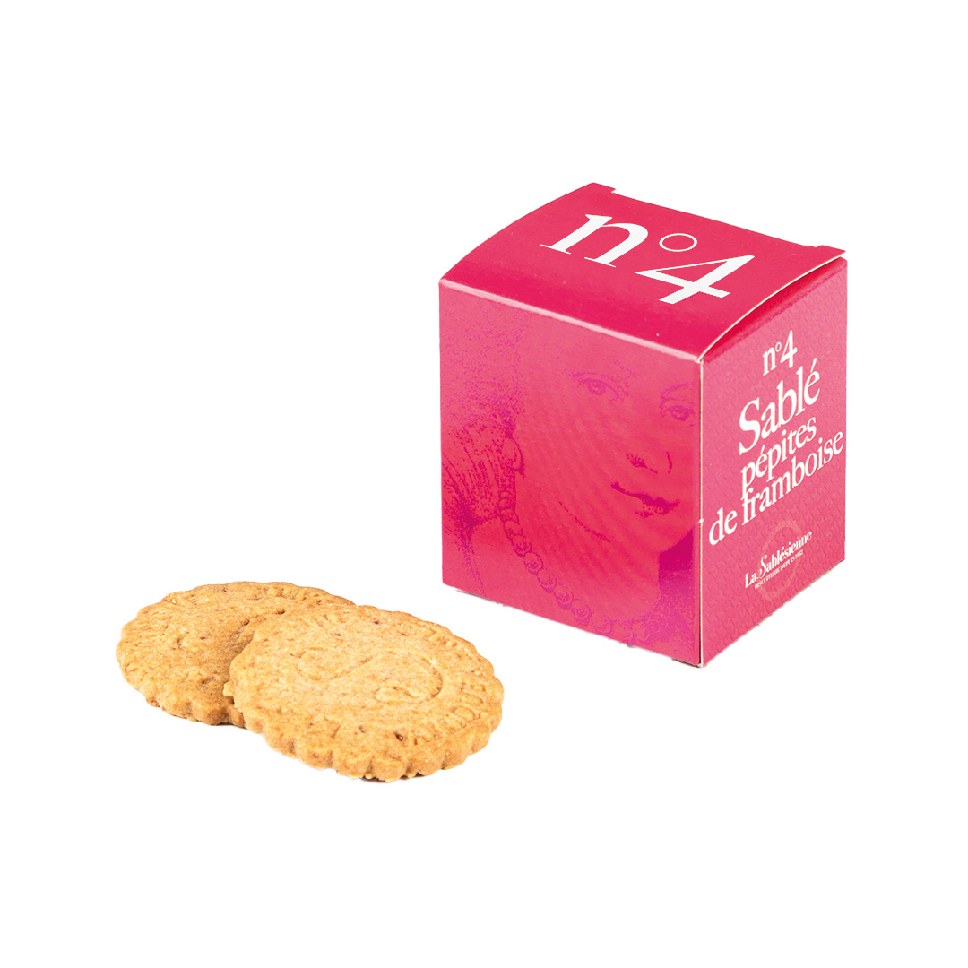Biscuits sablés pépites de framboise - Mini cube carton n°4 35g