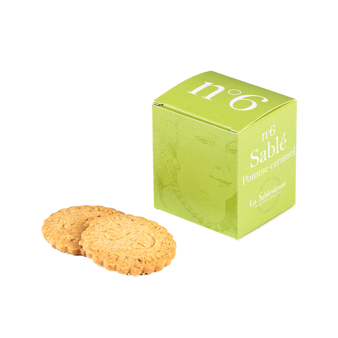 Biscuits sablés pépites de pomme et de caramel - Mini cube carton n°6 35g
