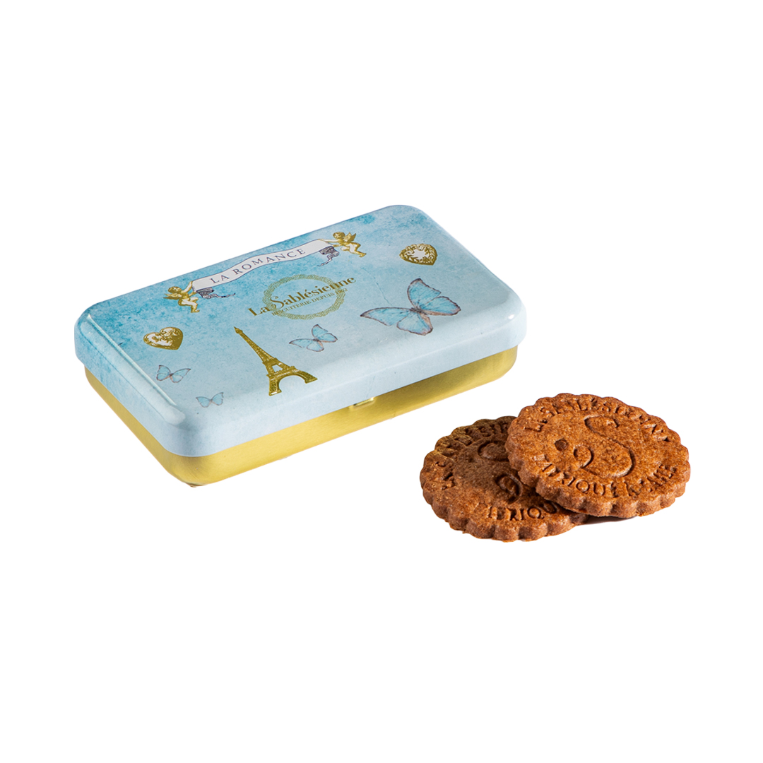 All chocolate shortbread cookies - Mini tin Romance - 35g