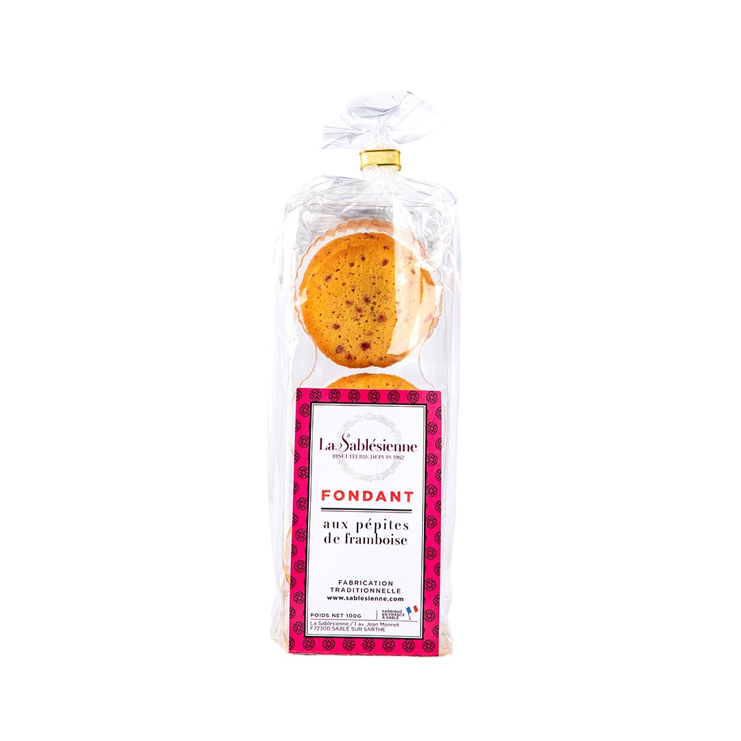 Biscuits fondants with raspberry chips - 100g bag