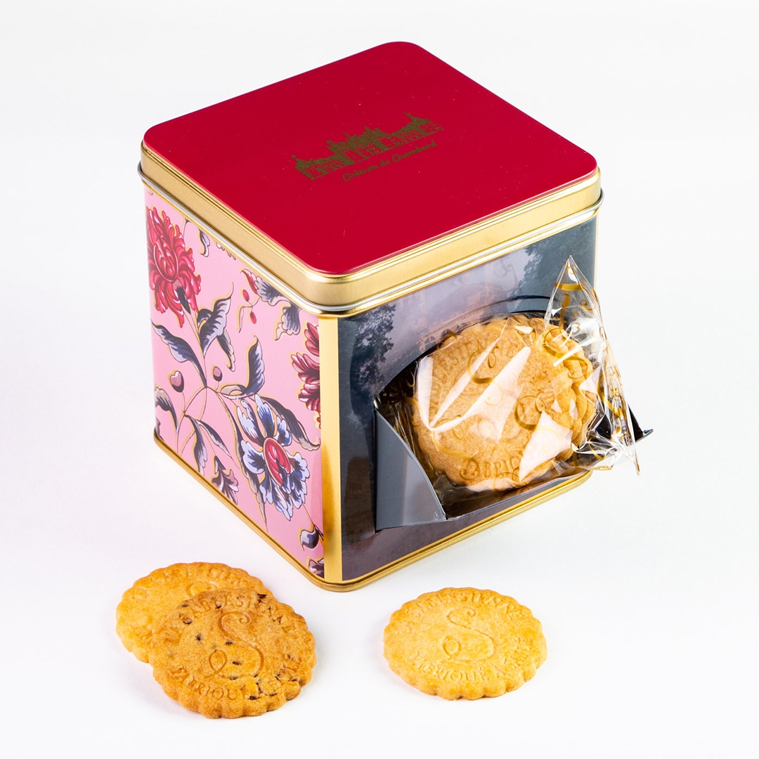 Plain butter and chocolate chips cookies - "Renaissance" 200g mini dispencer tin  