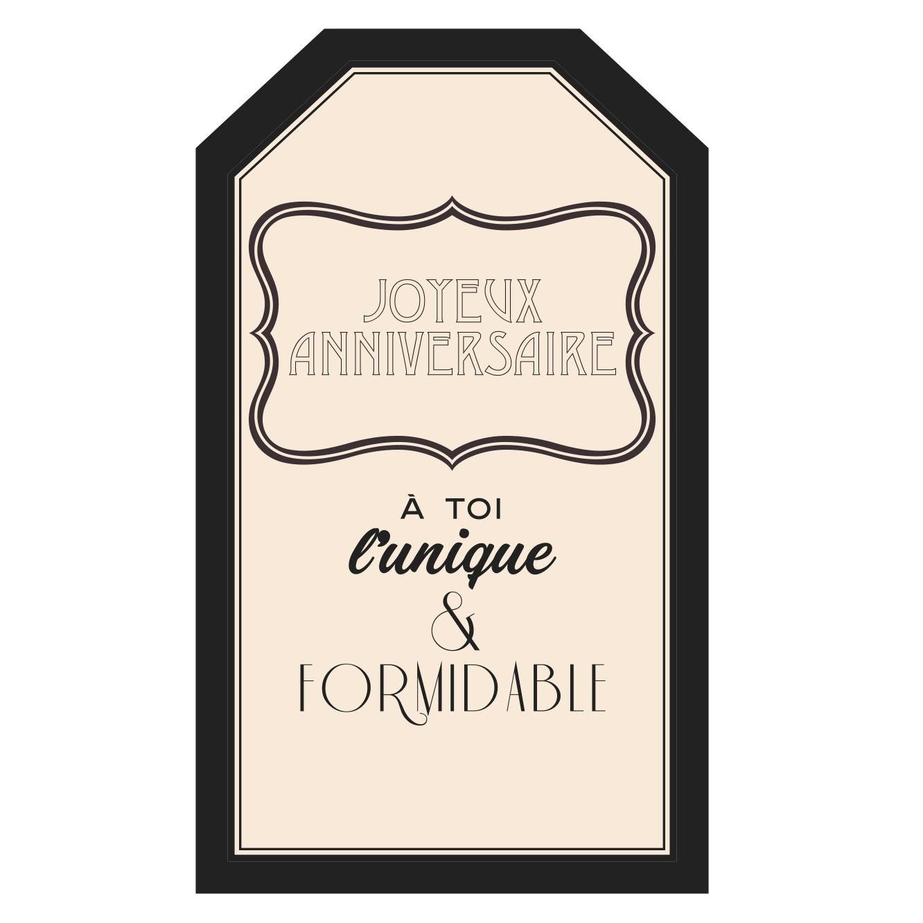 Carte personnalisée "Joyeux anniversaire à Toi l'Unique et Formidable"