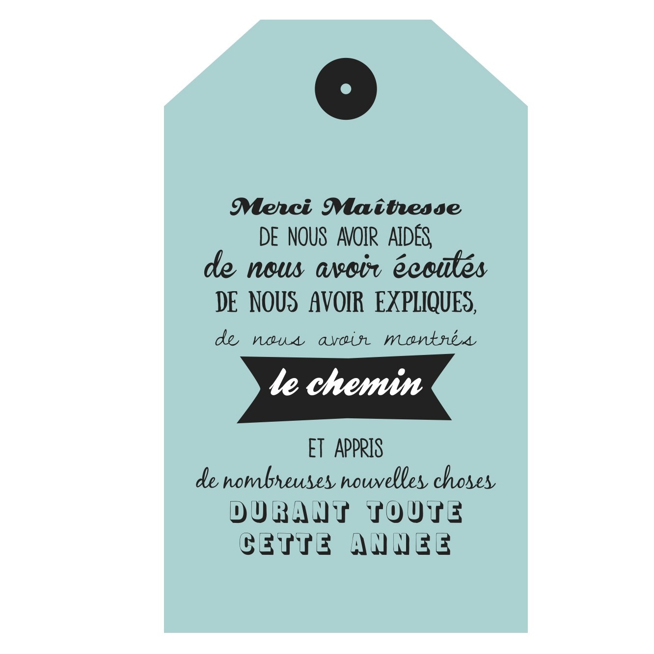 Carte personnalisée 'Merci Maîtresse"