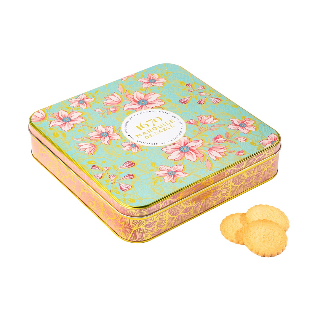 Cookies assortment, caramel chips, chocolate chips, apricot chips and plain butter - "Vegetal enchantment" 400g tin 