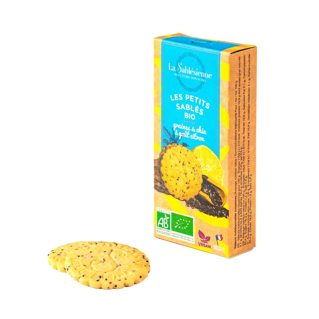 Organic & vegan cookies with lemon and chia seeds - 37g mini box