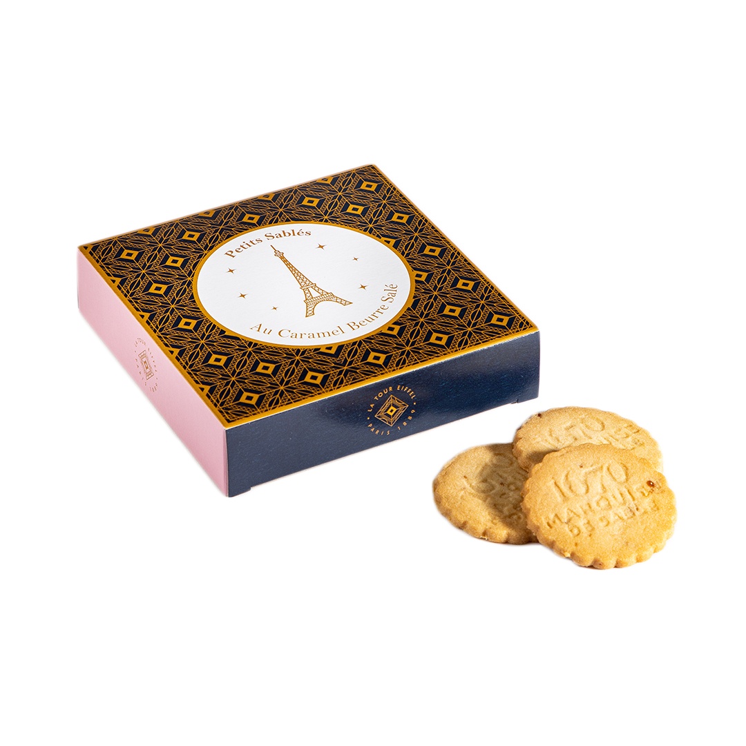 Caramel chips cookies - 1670 Marquise de Sablé Eiffel Tower box - 100g