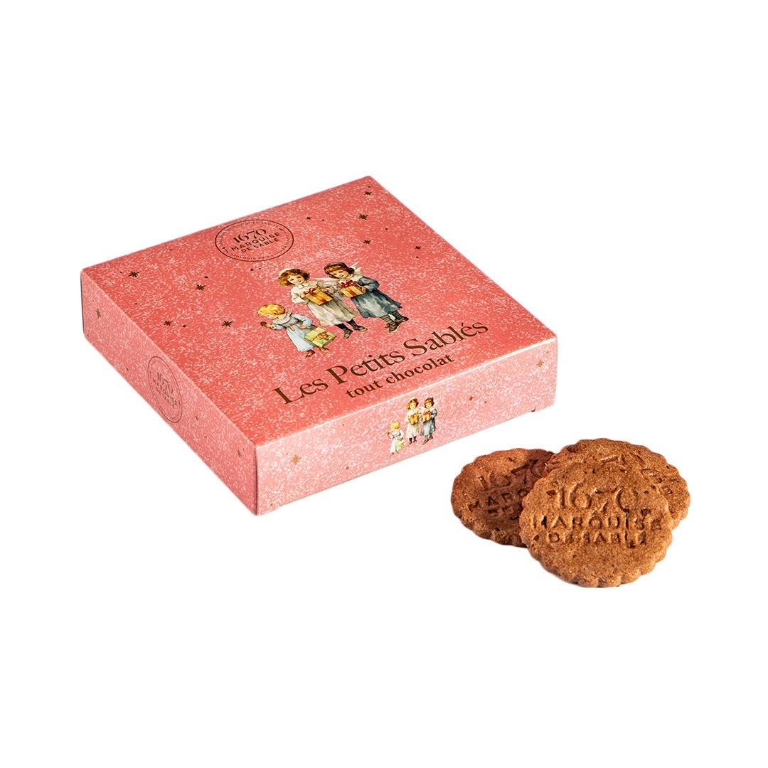 All chocolate cookies - 1670 Marquise de Sablé Christmas cookies box - 100g