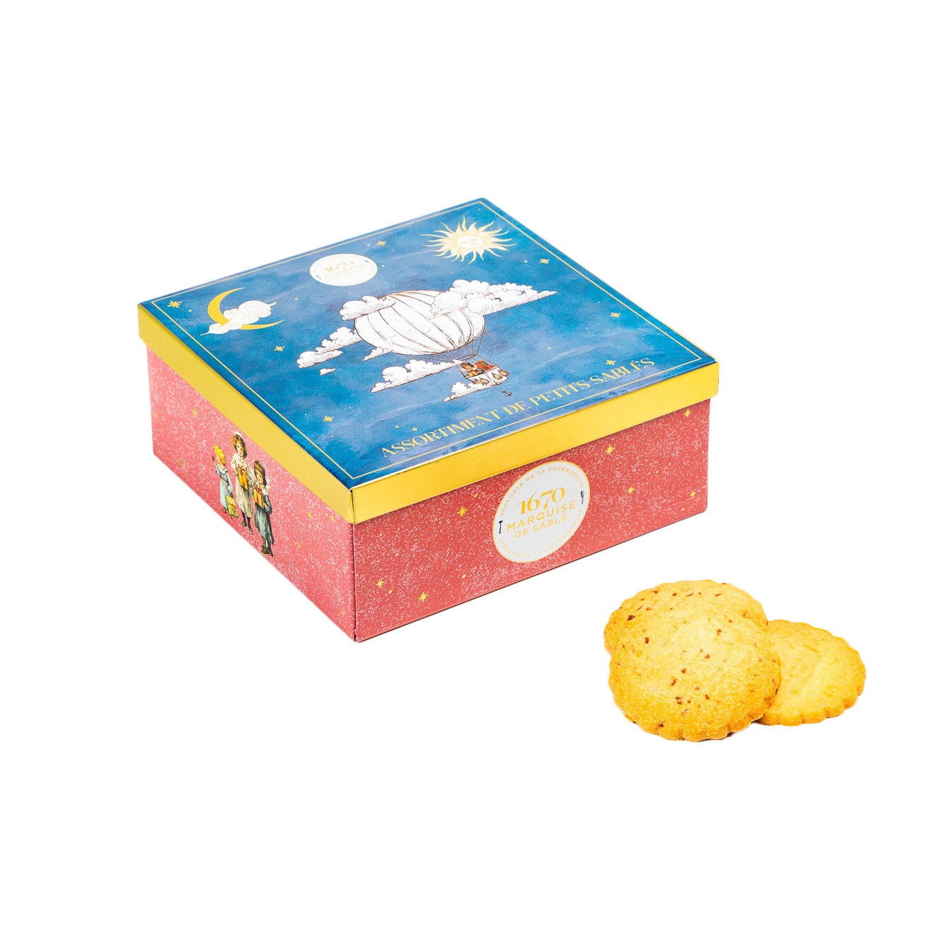 Raspberry chips cookies and plain butter cookies - Starry sky tin - 200g