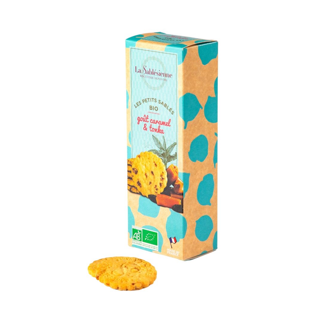 Organic cookies with caramel chips and tonka beans - 110g box